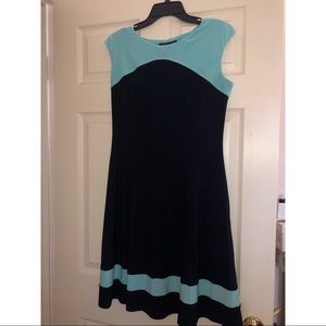 Teal turquoise navy skater dress